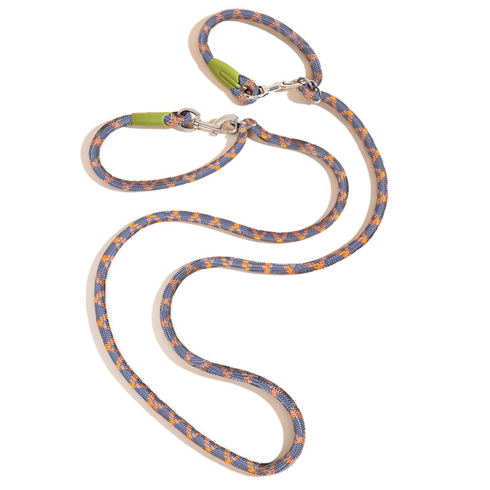 Hands Free Dog Leash(9.2ft), 8 in 1 Multifunction Nylon Double Leash for Dogs, Dog Training Leash with Reflective Stitching, Adjustable Waist Dog Leash Fits All Waist for Medium Large Dogs-Orange