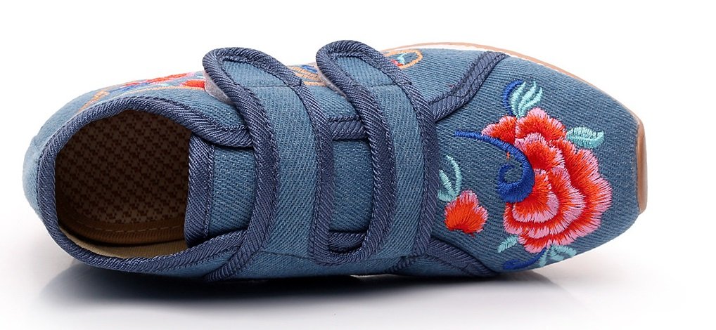 Tianrui Crown Girl's Bow Embroidery Casual Traveling Shoes Sneaker Kid's Cute Sport Canvas Shoe Blue