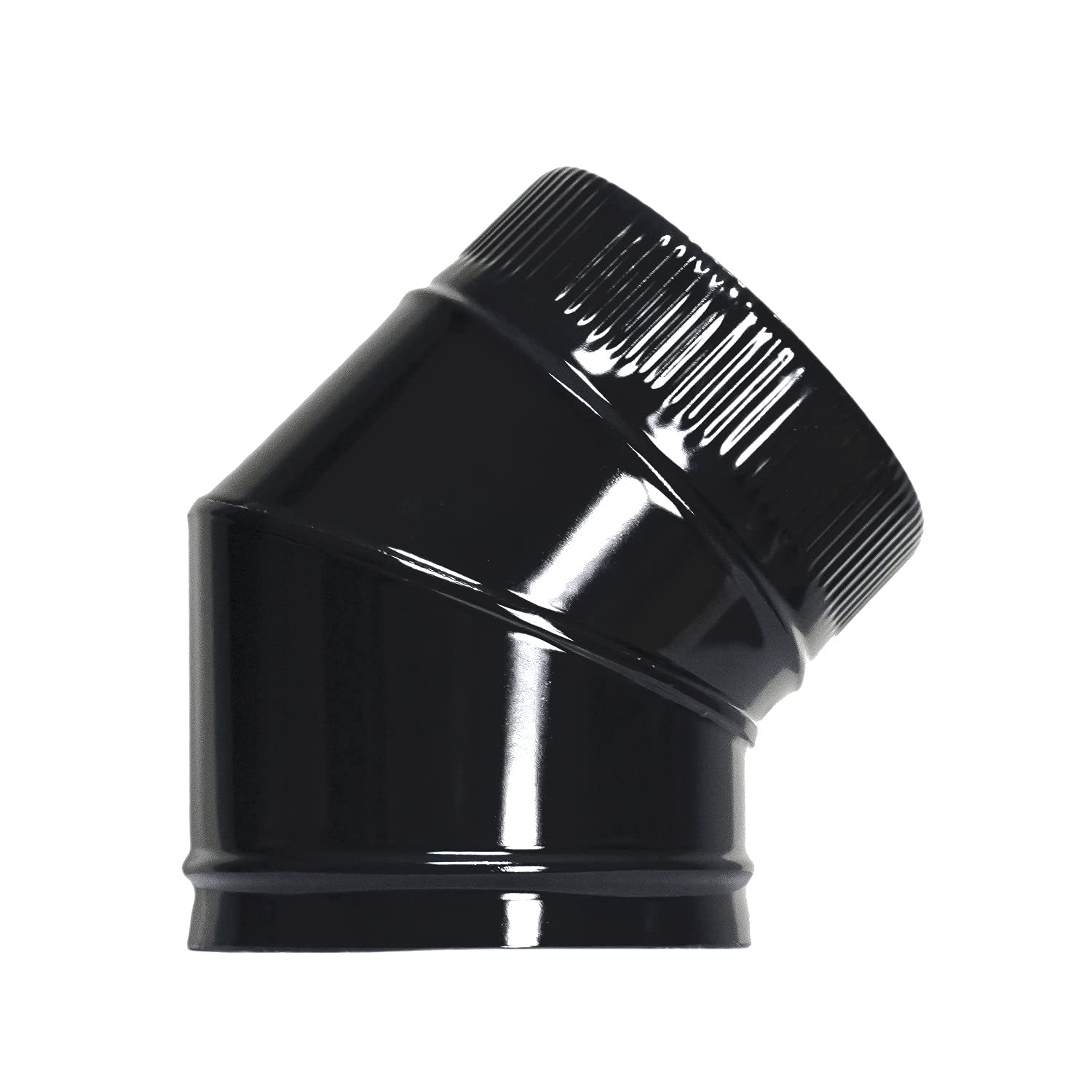 Coude émaillé poêle noir 200 mm 45° tuyau raccordement fumée bois
