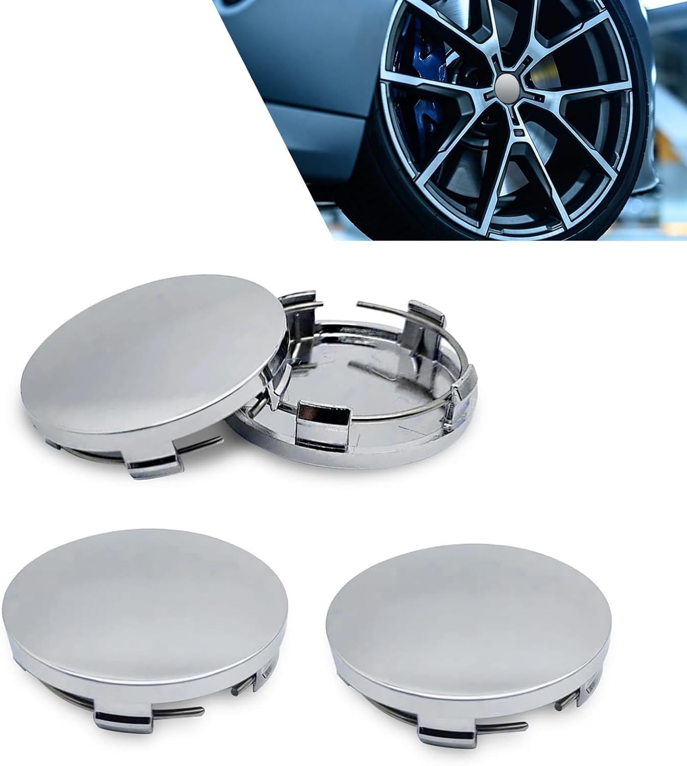 4 PCS Wheel Center Caps for Geely Monjaro ZHIQING Left-Hand Drive 2021-2024, ABS Snap-in Rim Center Hub Caps Cover Replacement, Impact-Resistant High Durability, 60mm