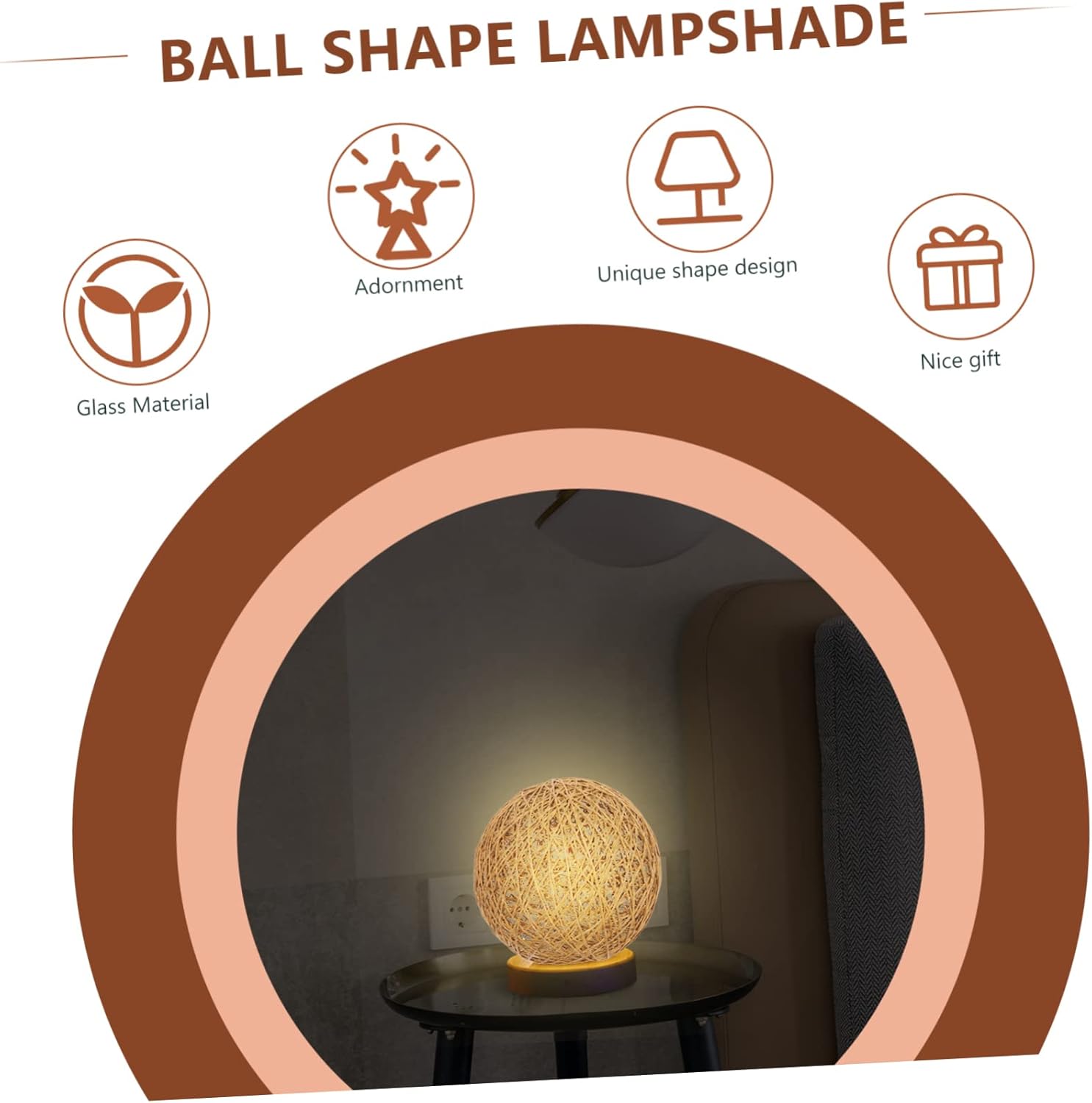 Mikikit 3pcs Ceiling Lamp Shade Rattan Lamp Cover Rattan Light Cover Home Decor Ball Shape Lampshade