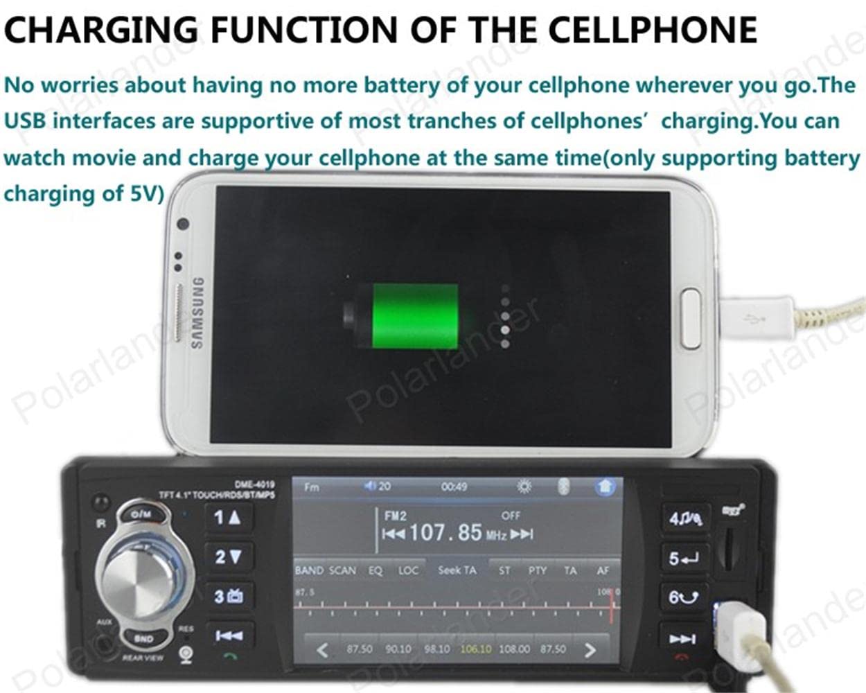 4.1 cal 1 Din Radio samochodowe Audio Stereo 1Din RDS USB Radio AUX FM Stacja zdalnego sterowania