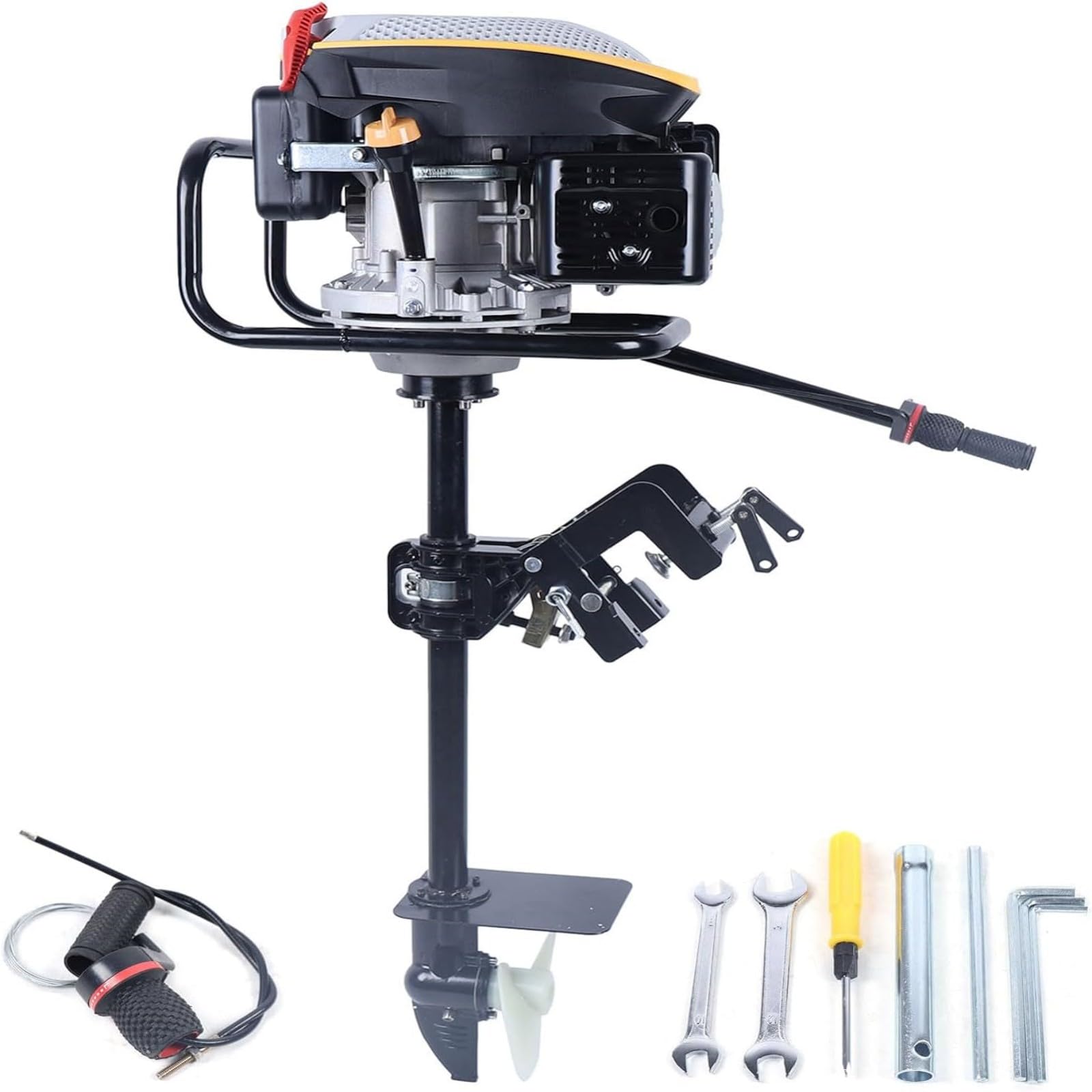 4 Stroke 9HP Outboard Motor, Outboard Motor Boat Engine, Heavy Duty Fishing Boat Marine Engine for Fishing Aquaculture Outdoor Adventure