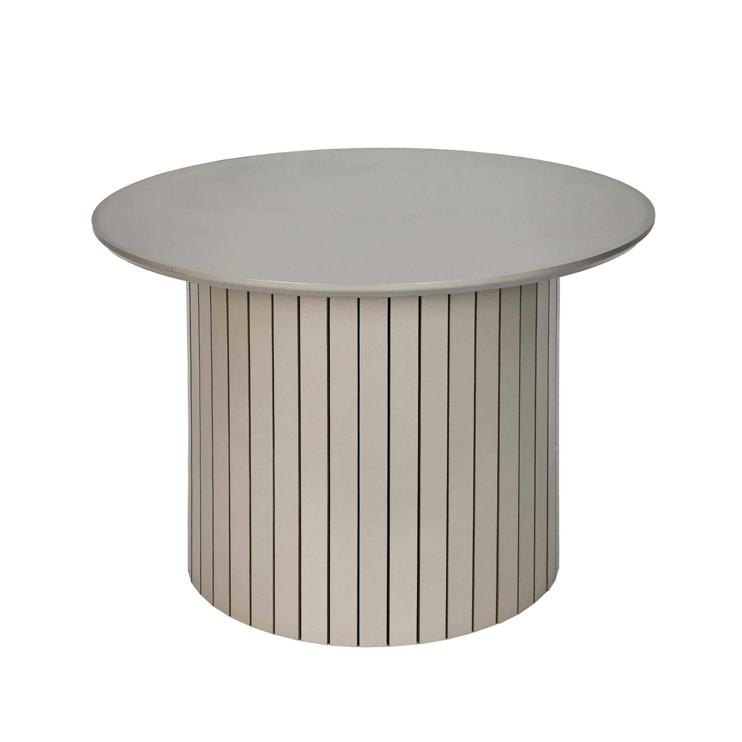 OHS Round Coffee Table, Side Table with Madison Ribbed Wood Frame Decorative Round Coffee Table for Living Room Bedroom Office Small Spaces Nightstand End Tables, Natural