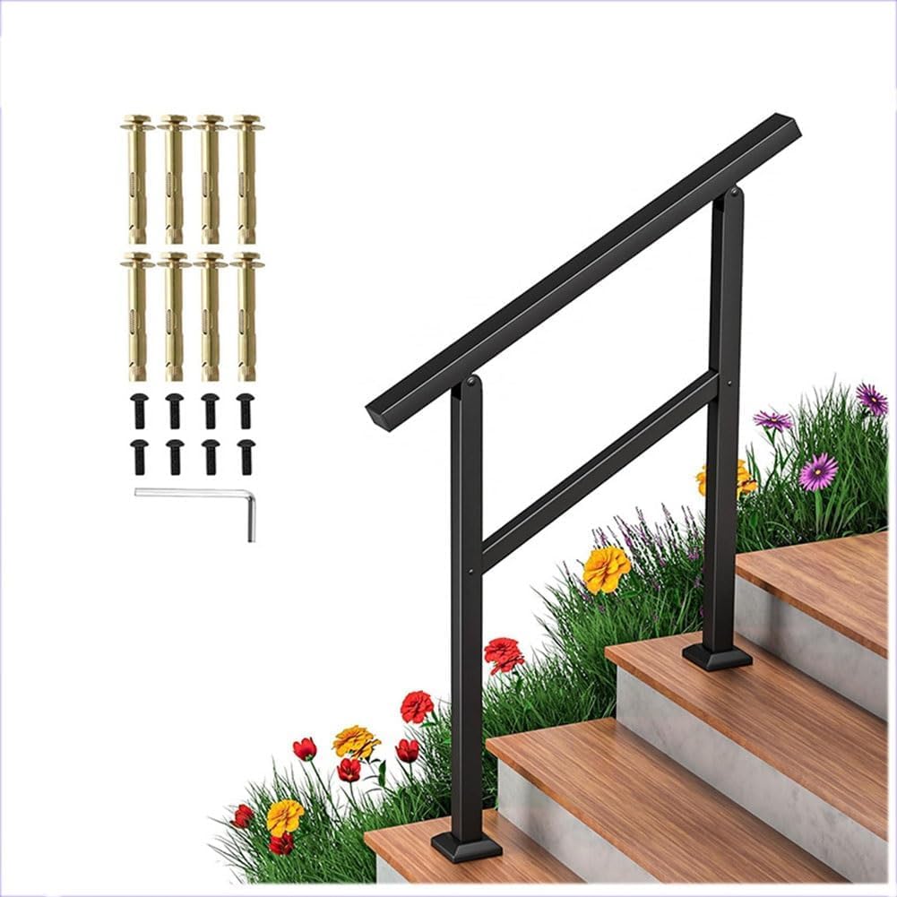 WaiDXn Outdoor Step Handrail Wrought Iron Handrail, Step Railing For Concrete Steps(38.78x39.69inch)