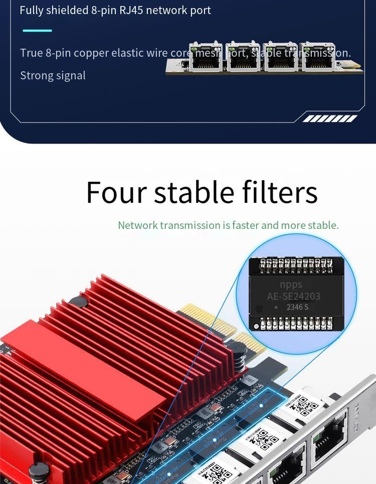 Tarjeta Ethernet PCIe de 2,5 G con chip Intel I226, adaptador de red Gigabit de 2500 Mbps a PCIE X4 X8 X16 NIC, tarjeta PCI Express Gigabit Ethernet para Windows 10/11/Linux/PVE/ESXi