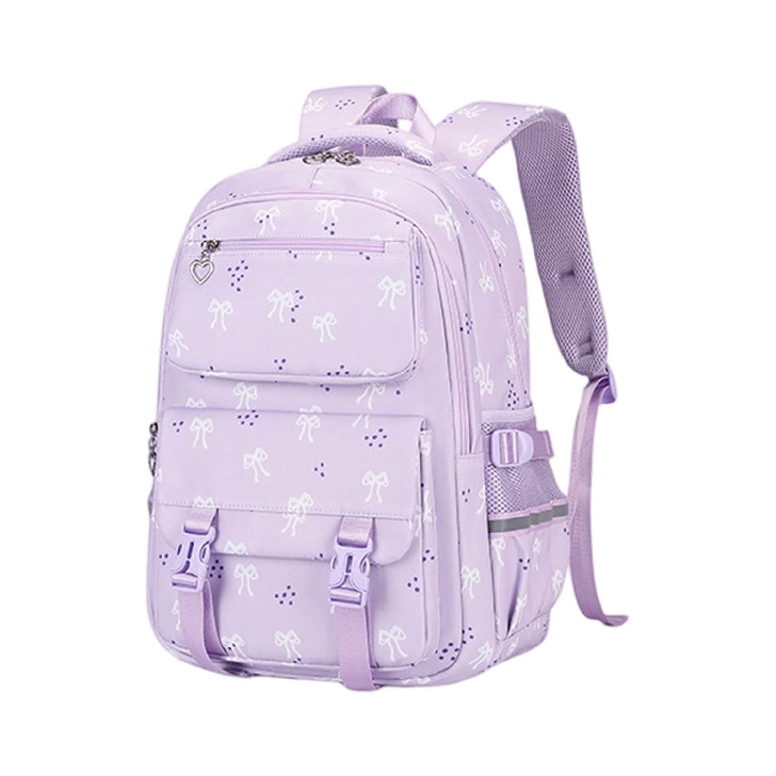 Generico Set Zaino Ragazza 3 Pezzi, Zaino Fiocco Stampato Casual | Zainetto studentesca con fantasia fiocco elegante, leggero e pratico per scuola, università e uso quotidiano