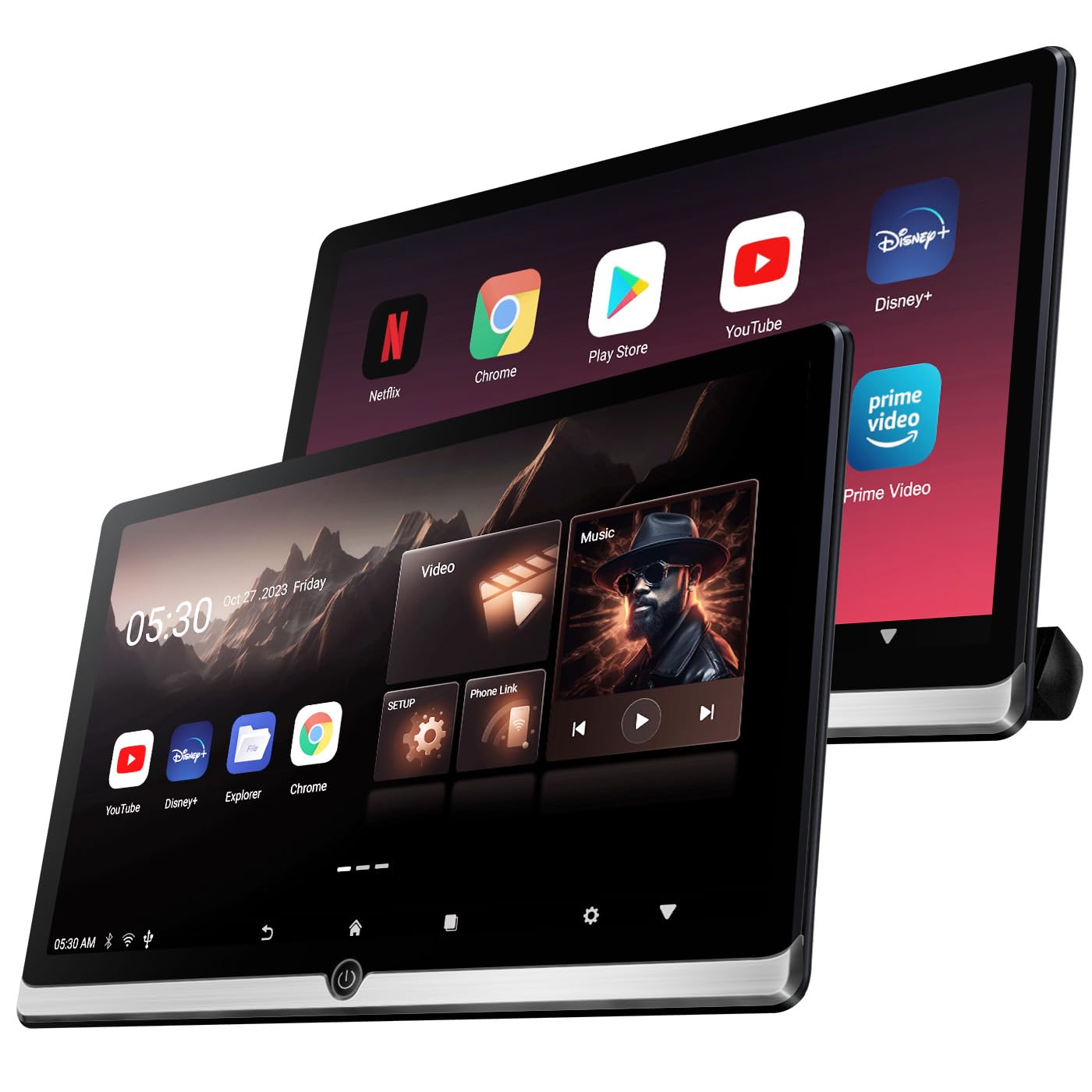 14 inch 4K Android 11 Portable Car TV Headrest Monitor Tablet for Back seat, Support Phone Wireless mirroring Touch Screen,with HDMI/Bluetooth/WiFi/USB/FM/AV in/Car Video Player (2G+32G (2*PCs))