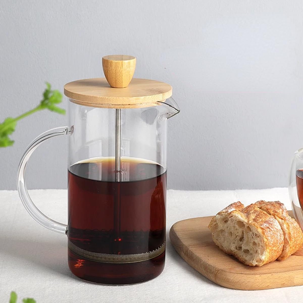 Kuuleyn French Press Coffee And Tea Maker,Stainless Steel Glass Coffee Press,French Press Heat Resistant Hand Brewing Filter High Borosilicate Tea Coffee Brewer Pot(large)