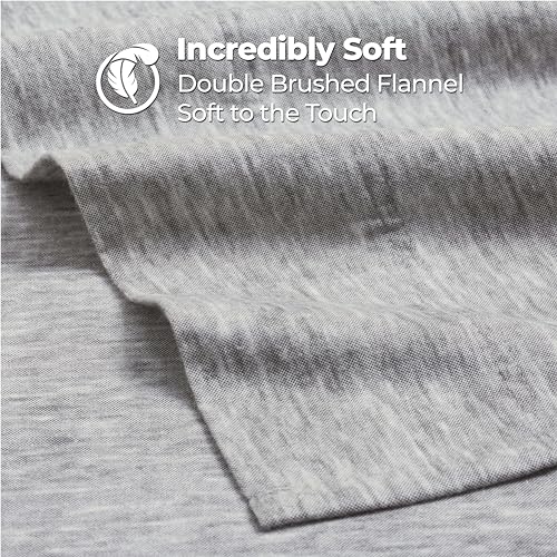 Image of Superior Melange Flannel Cotton Sheet Set, Ultra-Soft Textured Sheets, Modern, Farmhouse Bedding, Basics, Includes; Flat Sheet, Elastic Deep Pocket Fitted Sheet, Pillowcases, King, Charcoal