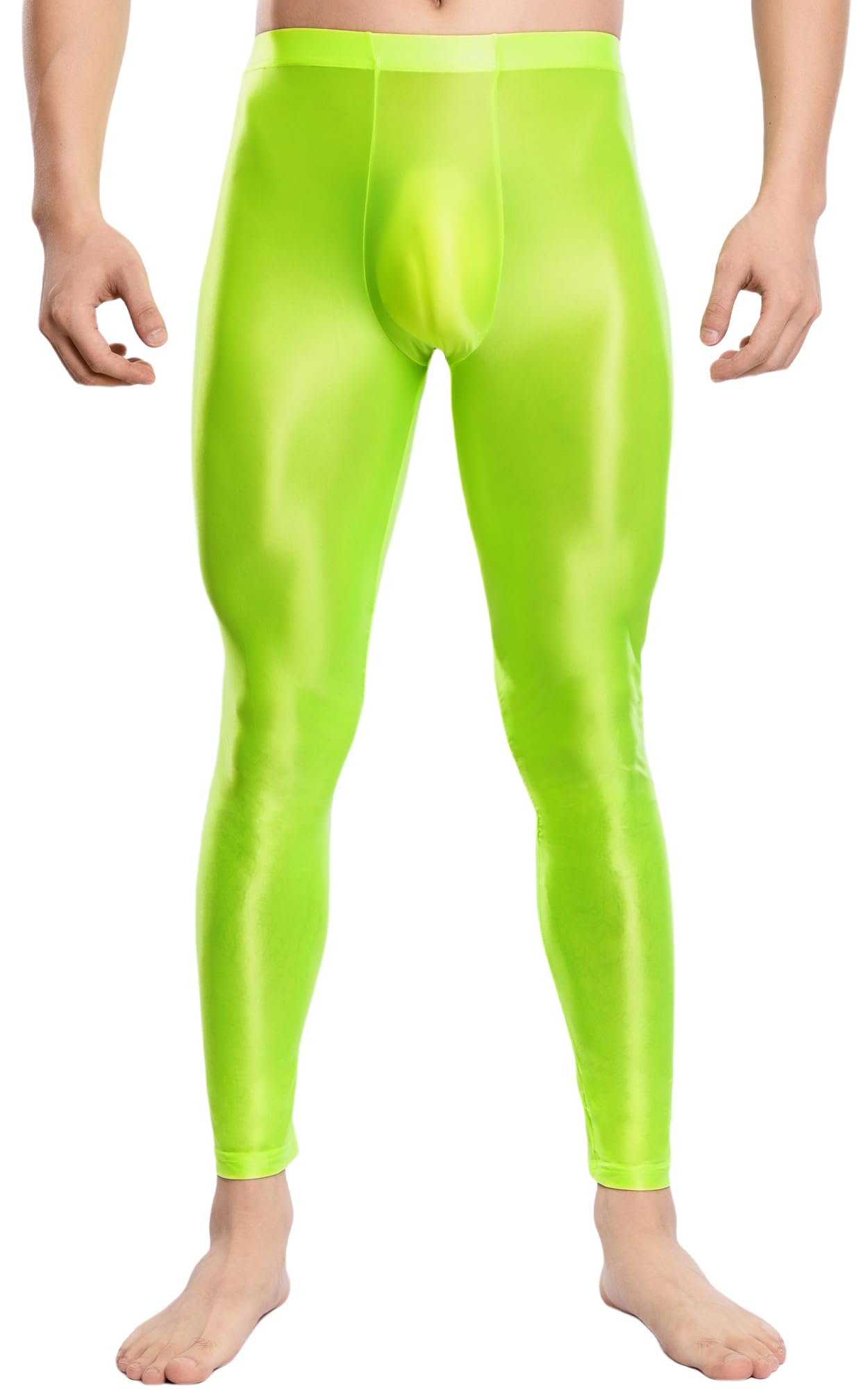AIEOE Herren Leggings Glänzend Skinny Sportleggings Leicht Durchsichtig Strumpfhose Eng Laufhose Weich Unterhose Tights Stretch