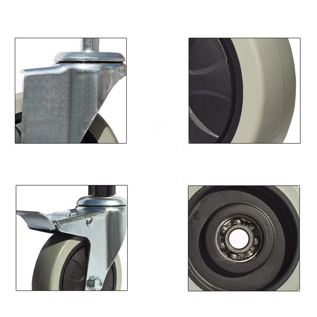 Roulettes pivotantes, roues de chariot, roulettes en caoutchouc de 4 pouces for voitures de salle à manger, roue de meuble à tige pivotante, avec support de tube carré, longue poignée 23 × 65 mm, lot