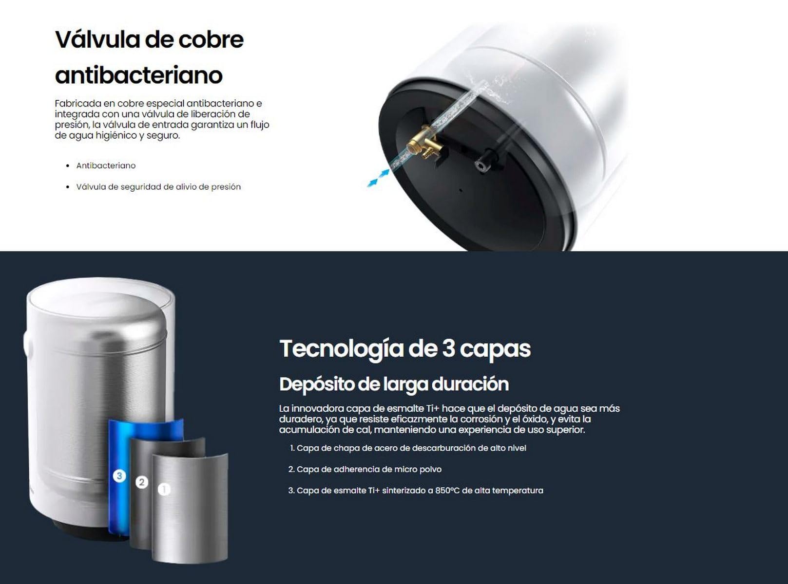 INFINITON Termo Electrico CAS20V80D, 80 Litros, Resistencias esmaltadas por aluminio SUS316L, Instalación en posición vertical, Selector de temporada climática, C