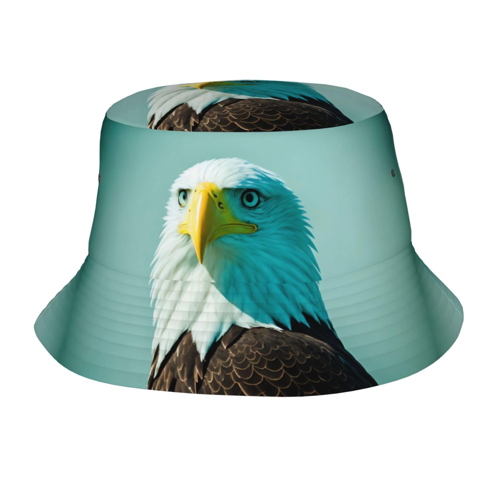 WZYWHJ Adult Bucket Hats Brave Eagle Pattern for Men's and Women's Summer Sun Protection Black