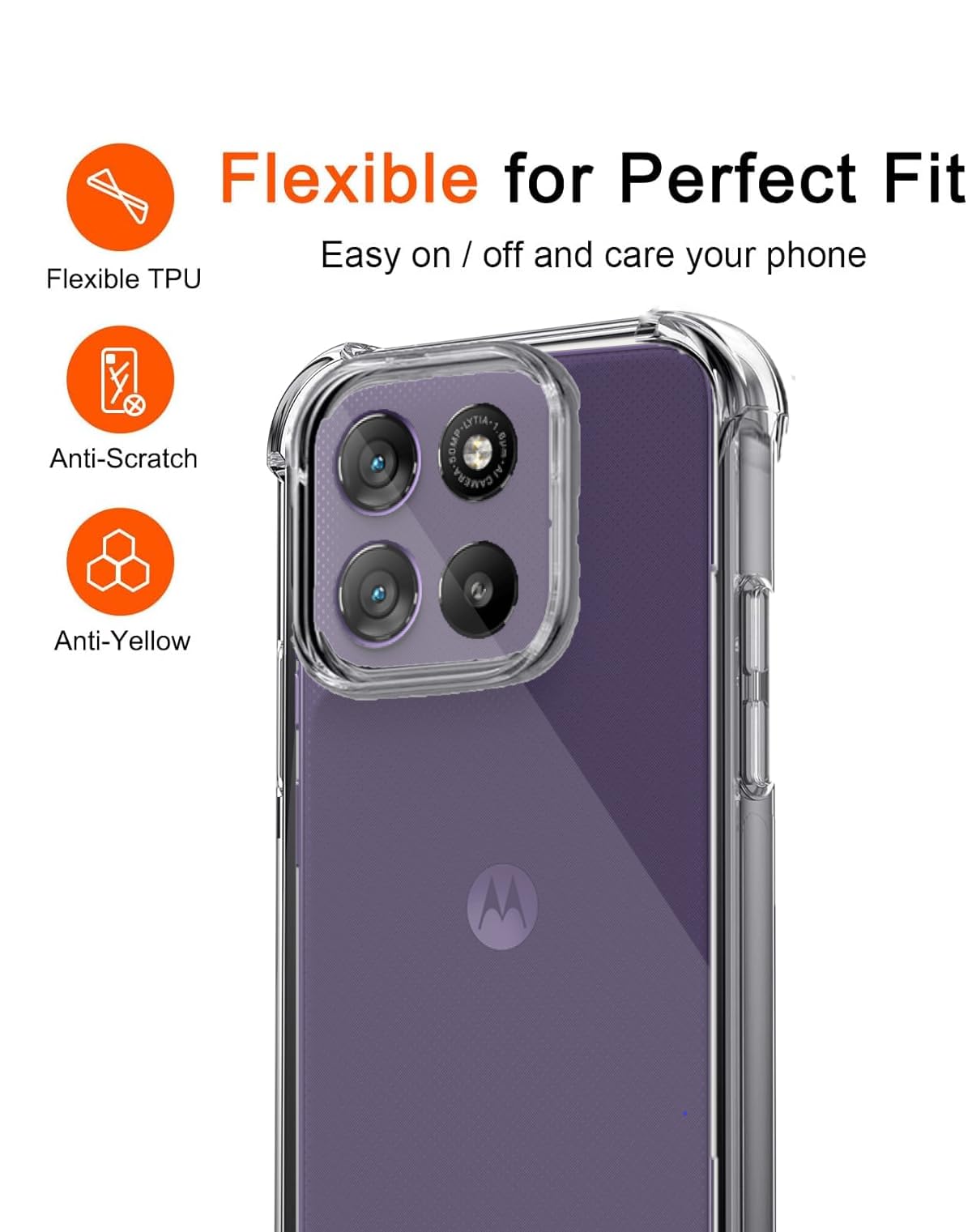 Lustre Back Cover Transparent Case Compatible with Motorola Moto G57 Power /G67 Power | Slim Soft TPU Case, Anti-Scratch Cover with Four-Corner Protection Raised Camera Guard — Amazon image 2