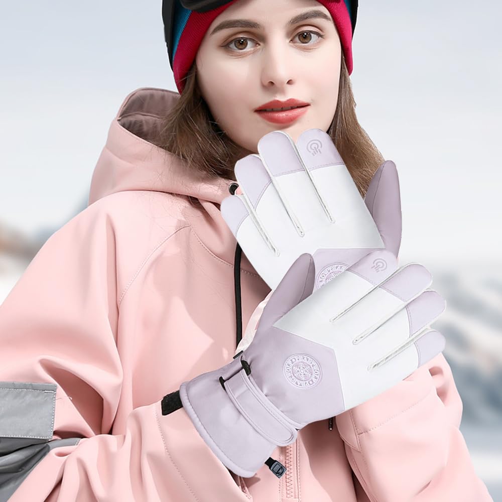 BNGXR Winterhandschuhe, Damen Winter Ski Handschuhe, Winddicht wasserdichte Warmes Verdickter Thermische Herren Damen Touchscreen Handschuhe für 