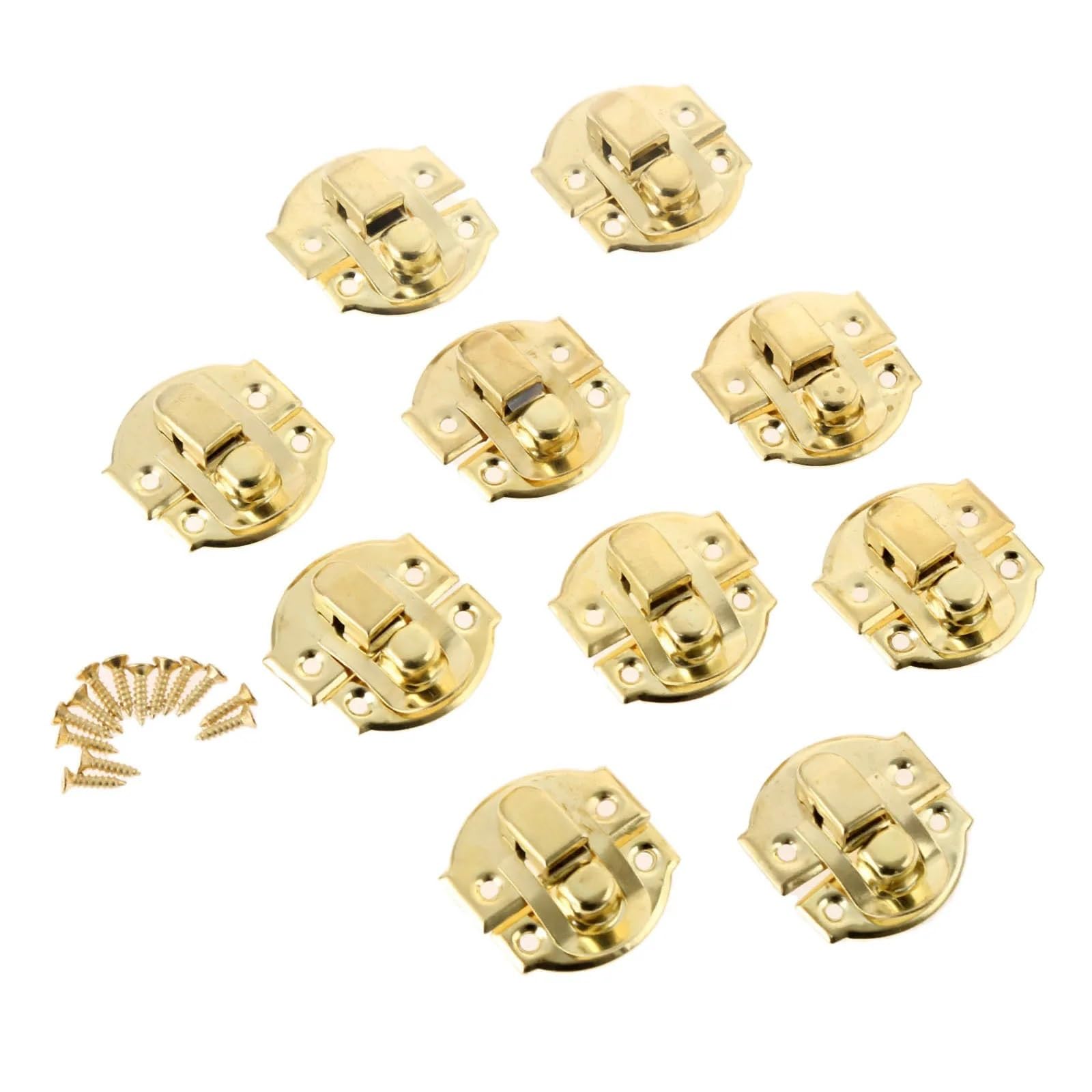 Zwcshuu Gold 20Pcs Padlock Latch 20Pcs Antique Jewelry Chest Box Hasps Lock Catch Latches With Screws Suitcase Buckle Clip Clasp Vintage Hardware 27 * 29Mm(Gold 20Pcs)