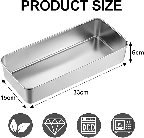 Moule à pain, rectangulaire, en acier inoxydable, de 33 cm, grand format, sain et non toxique, passe au lave-vaisselle, pour gâteaux, pain et toasts - 4