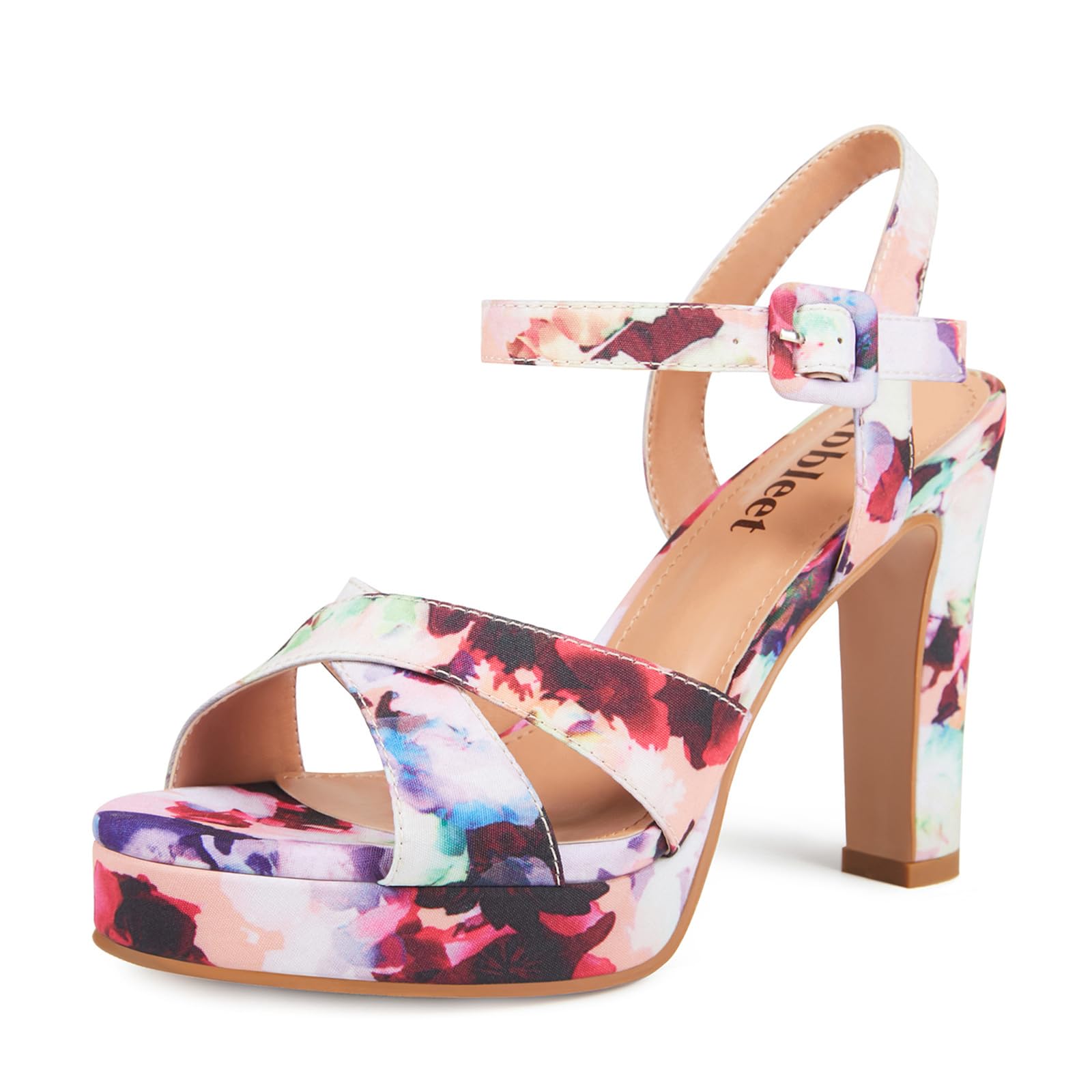 Abbleet Platform High Heels for Women Strappy Chunky Heels Sandals for Women Open Toe Block Heeled Sandals with Ankle Strap Summer Dress Shoes