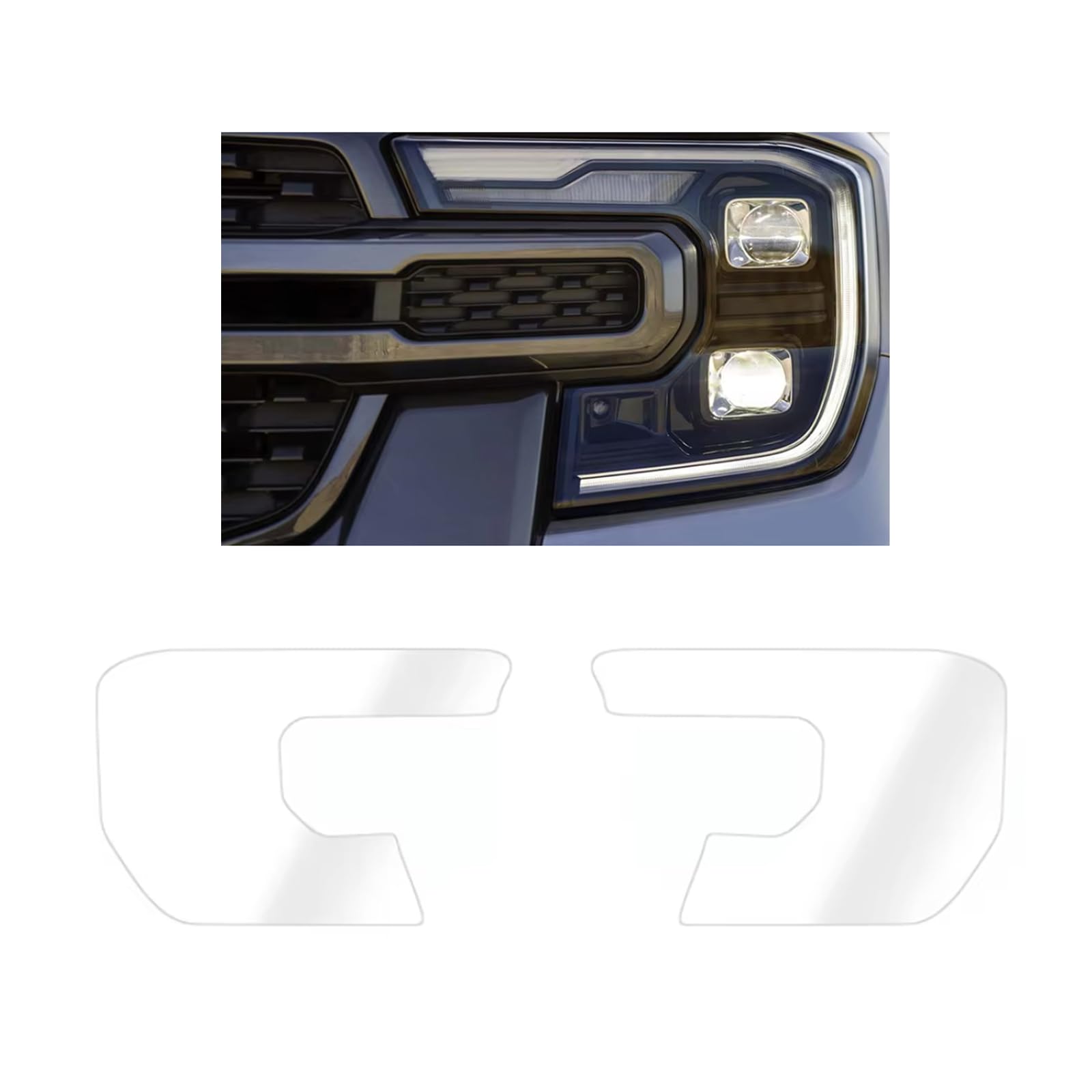 Headlight Film for Ford Ranger 2015-2026, 1Set Transparent/Smoke Black Car Headlight TPU Protective Film