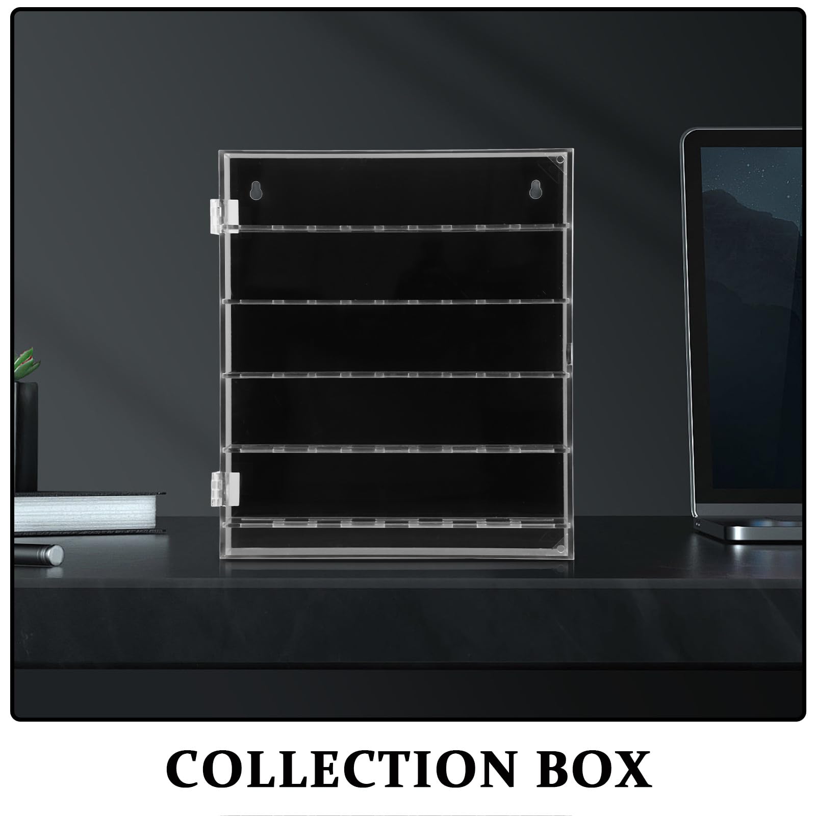 Exhibidor de Monedas para Coleccionistas Caja Acrílica Transparente 260x300x50mm Fondo Negro Organizador de Medallas Montable en Pared Vitrina para Almacenamiento Coleccionable