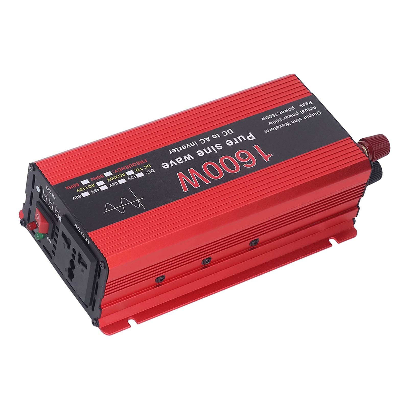 Inversor Solar para Coche Al Aire Libre, Ventilador de Refrigeración de bajo Ruido DC12V a Inversor de Onda Sinusoidal Pura AC220V para Emergencia