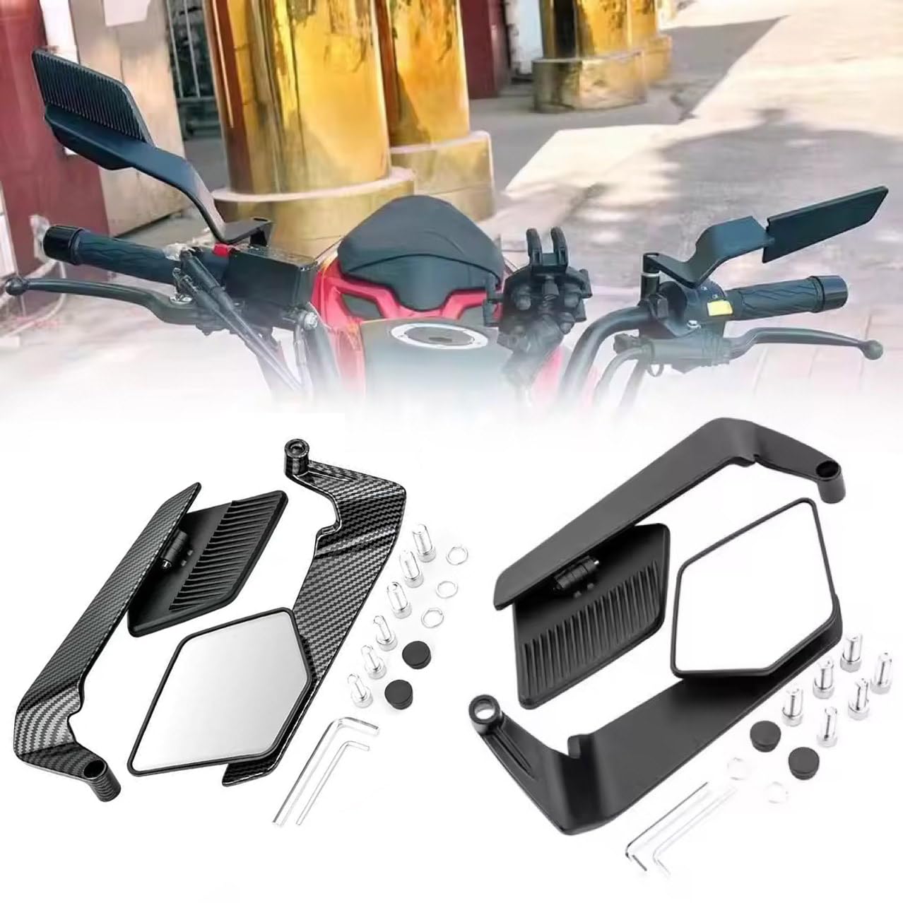 Rétroviseur Moto pour Honda ADV350 ADV 350, Réglable Rétroviseurs Latéraux de Moto, Aluminium CNC, ourner Réglable Winglet Kit Miroirs, Accessoires Moto,B Carbon Fiber