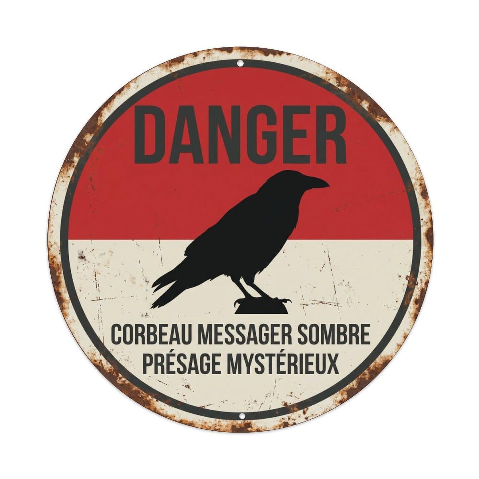 Fqcyn Style Dramatic Raven Dark Messenger Metal Tin Sign Plaque Wall Decor For Cafe, Club Bar, Office, Home Garden Round Metal Poster 8X8inch
