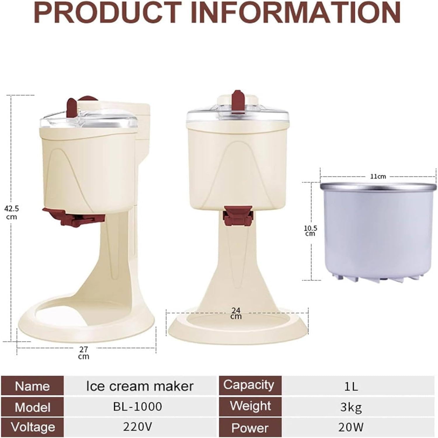 Soft Serve Ice Cream Machine, Home DIY Kitchen Automatic Mini Fruit Ice Cream Maker