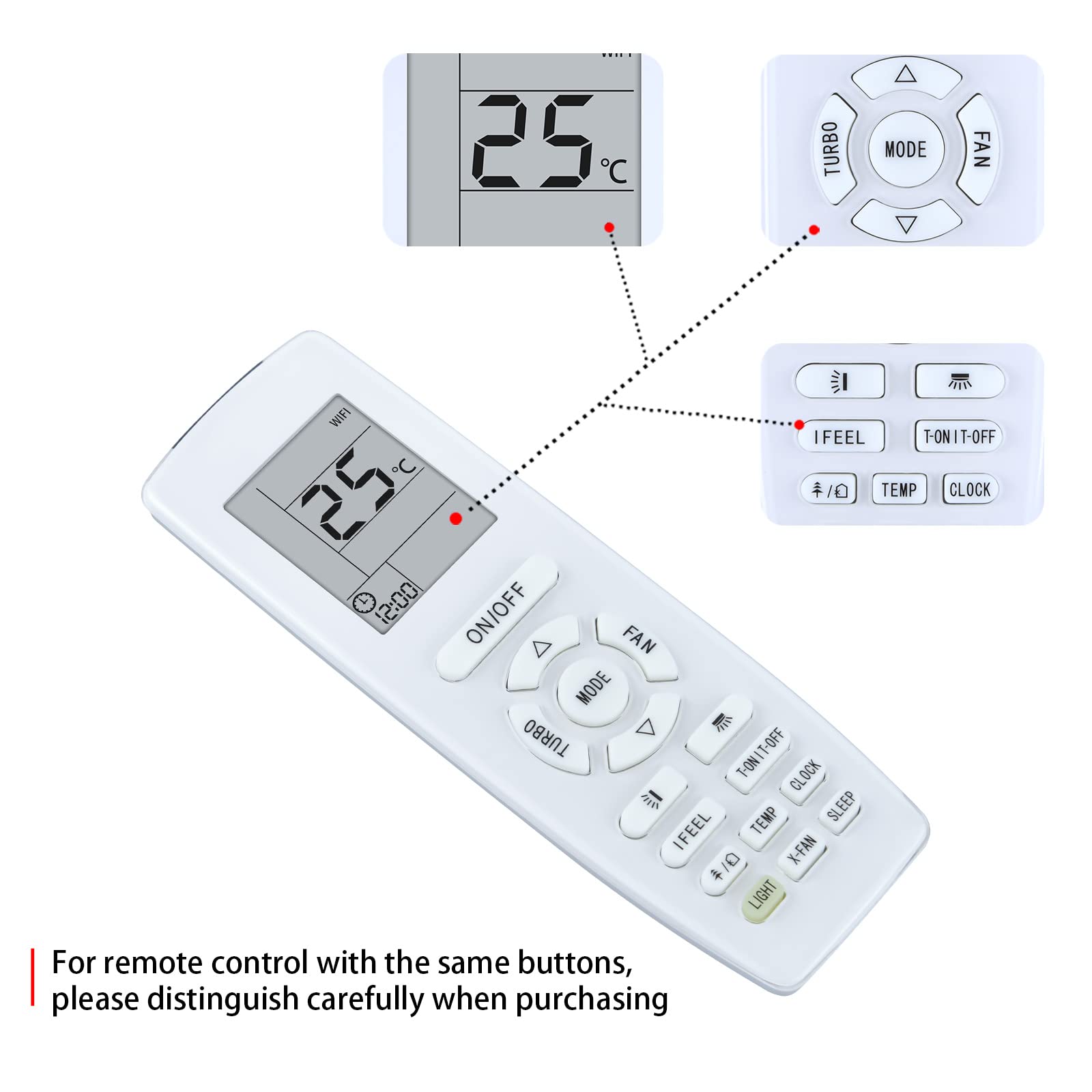 Replacement Remote Control YB1F2 For Gree Air Conditioners - Compatible With YBOF, YB1FA Models 2 thumbnail image