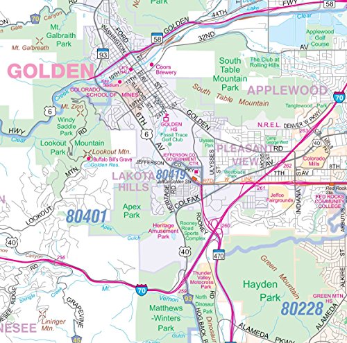 Greater Denver Detailed Region Wall Map W/Zip Codes Large 48"X70" #TOP3