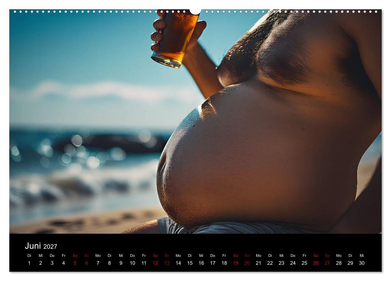 CALVENDO - Lustige Kalender Männer mit Bierbäuchen - Bierbauch Kalender Geschenk für Kollegen, Freunde & Party-Liebhaber Wandkalender (Wandkalender 2027 DIN A2 quer), Monatskalender: Lustige Kalender