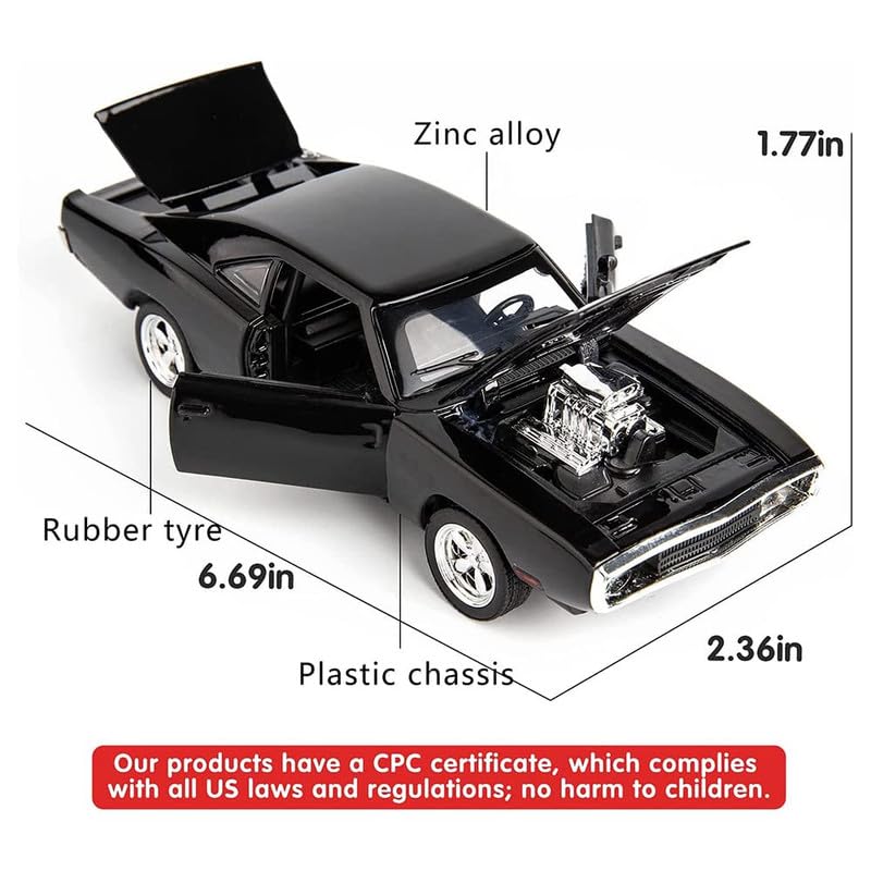 Image of Kids Model 1:32 Fast & Furious 7 Die Cast Metal Car Pull Back Action Opening Doors with Realistic Engine Sound Lights Toy Car Gift for Boys - Black