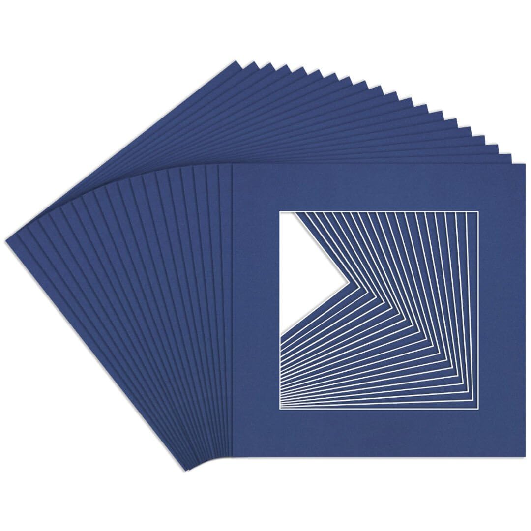 Procut Global 60x60cm Blue Picture Mounts to Fit 40x40cm Aperture - Precision Cut Cardboard Photo Mount - Ideal for Frames, Prints, Artwork & Certificates - Sizes & Colours Available - 20 Pack