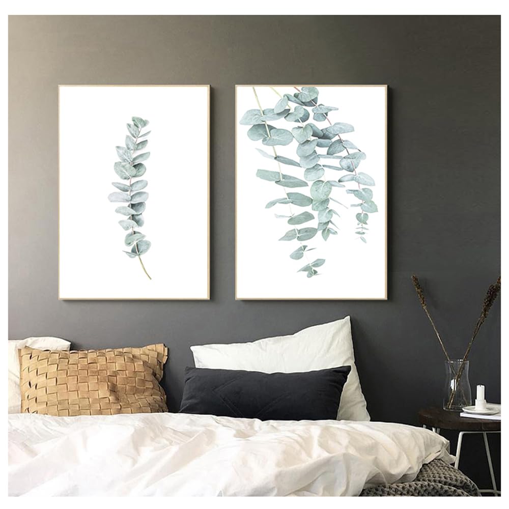 WUHBCZ Art Decor,Green Plant Leaves Poster Print Wall Art Canvas Painting Nordic Picture for Living Room Bedroom Kitchen Home Decor Decoration-40 * 50cm*2PCS (No Frame)