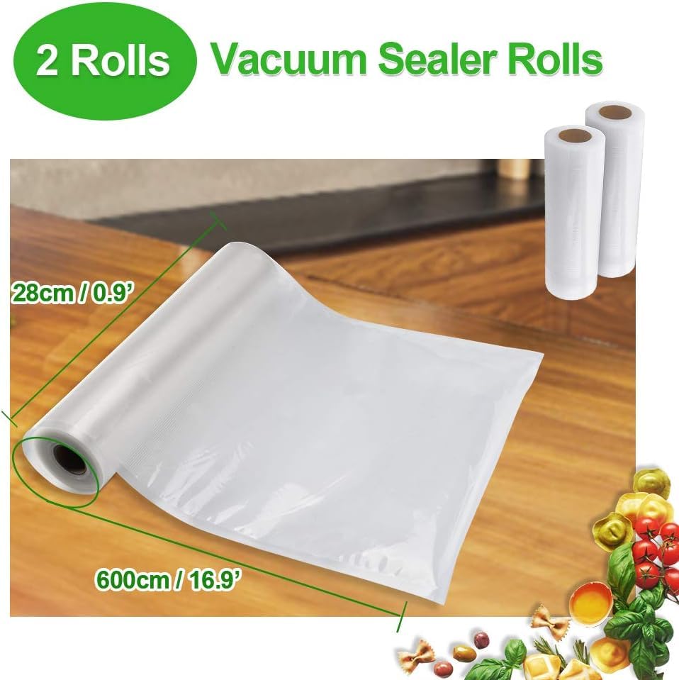 Sac Sous Vide Alimentaire de 3 Rouleaux 28 x 610cm Par Rouleau Sacs Sous Vide Pack, sans BPA, Certification LFGB, pour Conservation des Aliments, la Cuisson et Cuiseur Sous Vide