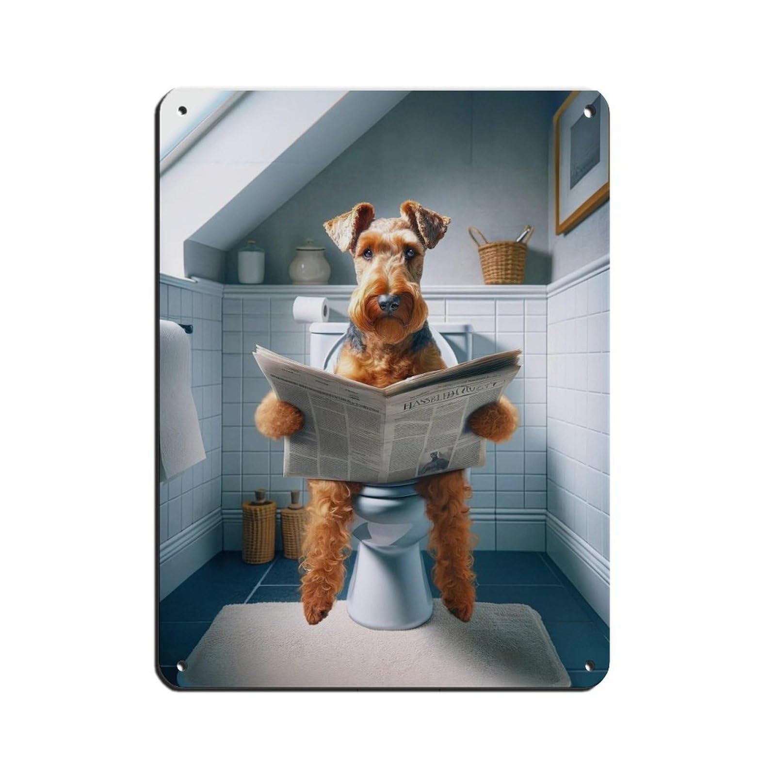 Lxwnze 30L X 40W Cm Irish Terrier, Funny Bathroom Decor Tin Sign Vintage Metal Pub Club Cafe Bar Home Wall Art Decoration Poster Retro 12X16inch(30X40cm)