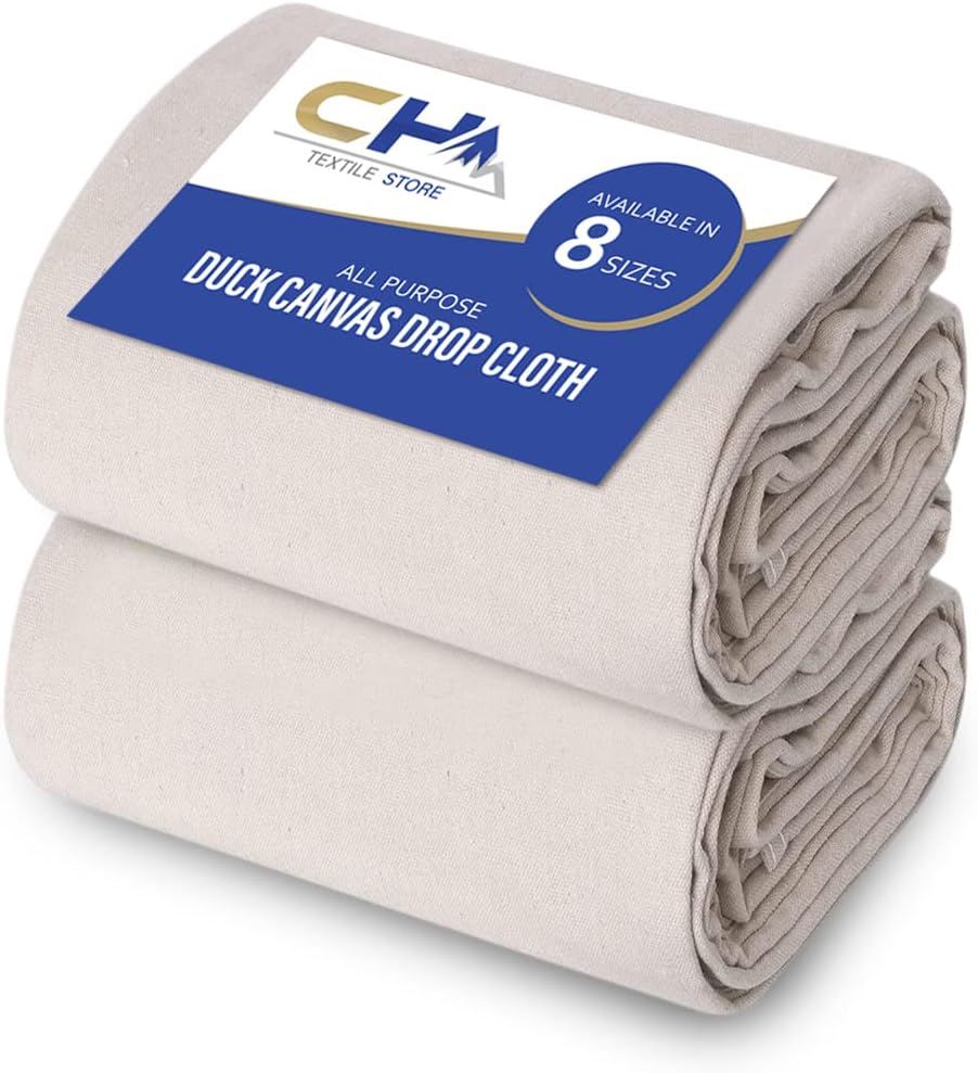 Canvas Painters Drop Cloth (Size 6 x 9 Feet - Pack of 2) - Pure Cotton Paint Drop Cloth for Painting