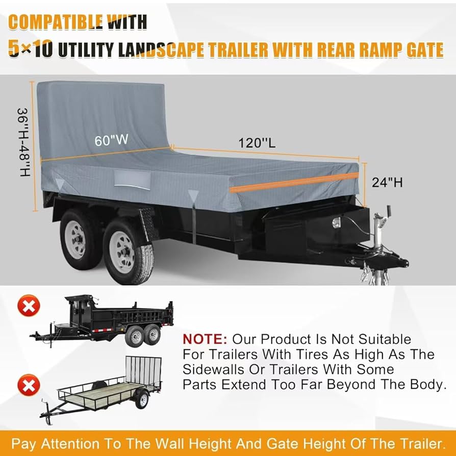 Amazon.com: Kistrba 5W10L Dump & Utility Trailer Cover