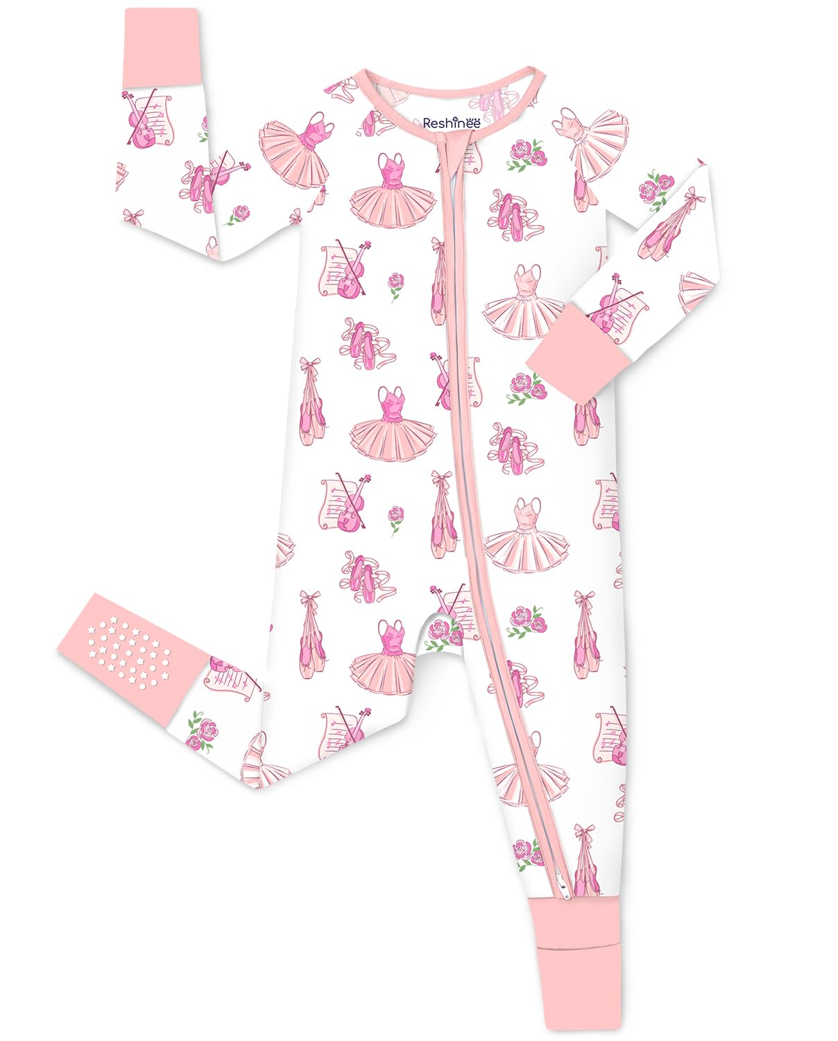 babee Reshinee Viscose Derived from Bamboo Baby Footie Pajamas Convertible Newborn Sleeper for Baby Girl Zipper Onesie 0-24M
