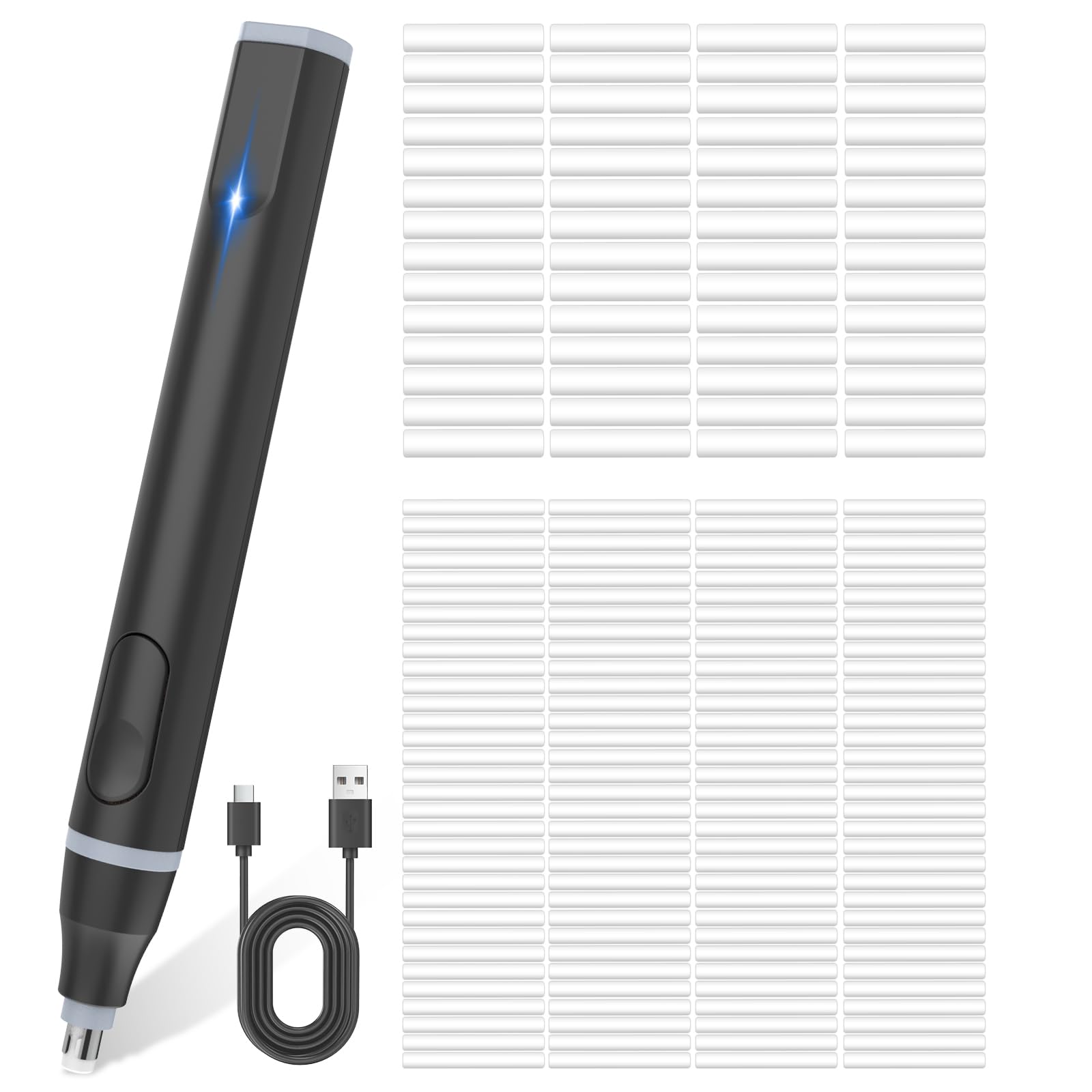 Cuteefun Electric Eraser, USB C Rechargeable Pencil Rubber with 220 Eraser Refills, 2 Sizes