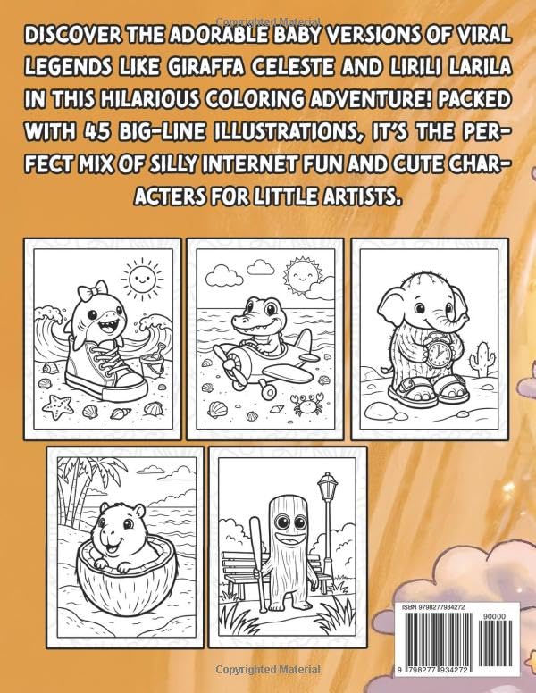 Baby Italian Brainrot Coloring Book: Cute & Funny Viral Internet Meme Characters for Kids. Easy, Big & Thick Line Illustrations with Young Tung Tung ... Larila, Tralalero Tralala, for Ages 3-10 image 3