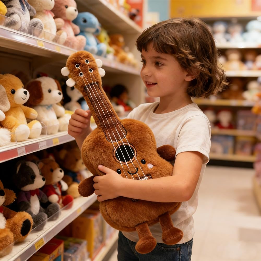 Peluche A Forma Di Strumento Musicale, Morbido Peluche a Forma di Chitarra, ChitarraPeluche Creativa, Chitarra Peluche Del Violino Giocattolo per Soggiorno e Camera da Letto