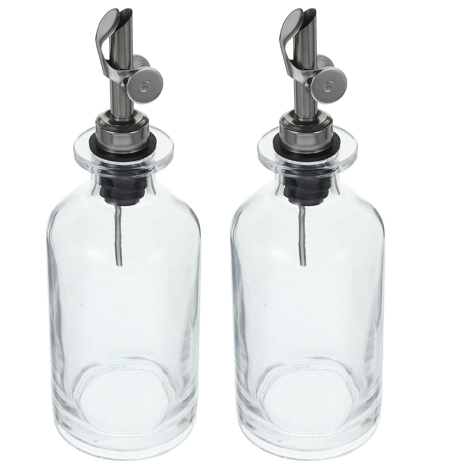 Toyvian Dispensadoras de Aceite y Vinagre de Vidrio Transparente Set de 2 Botellas de 350ml Tapón Antigoteo y Diseño Elegante para Cocina y Barbacoa