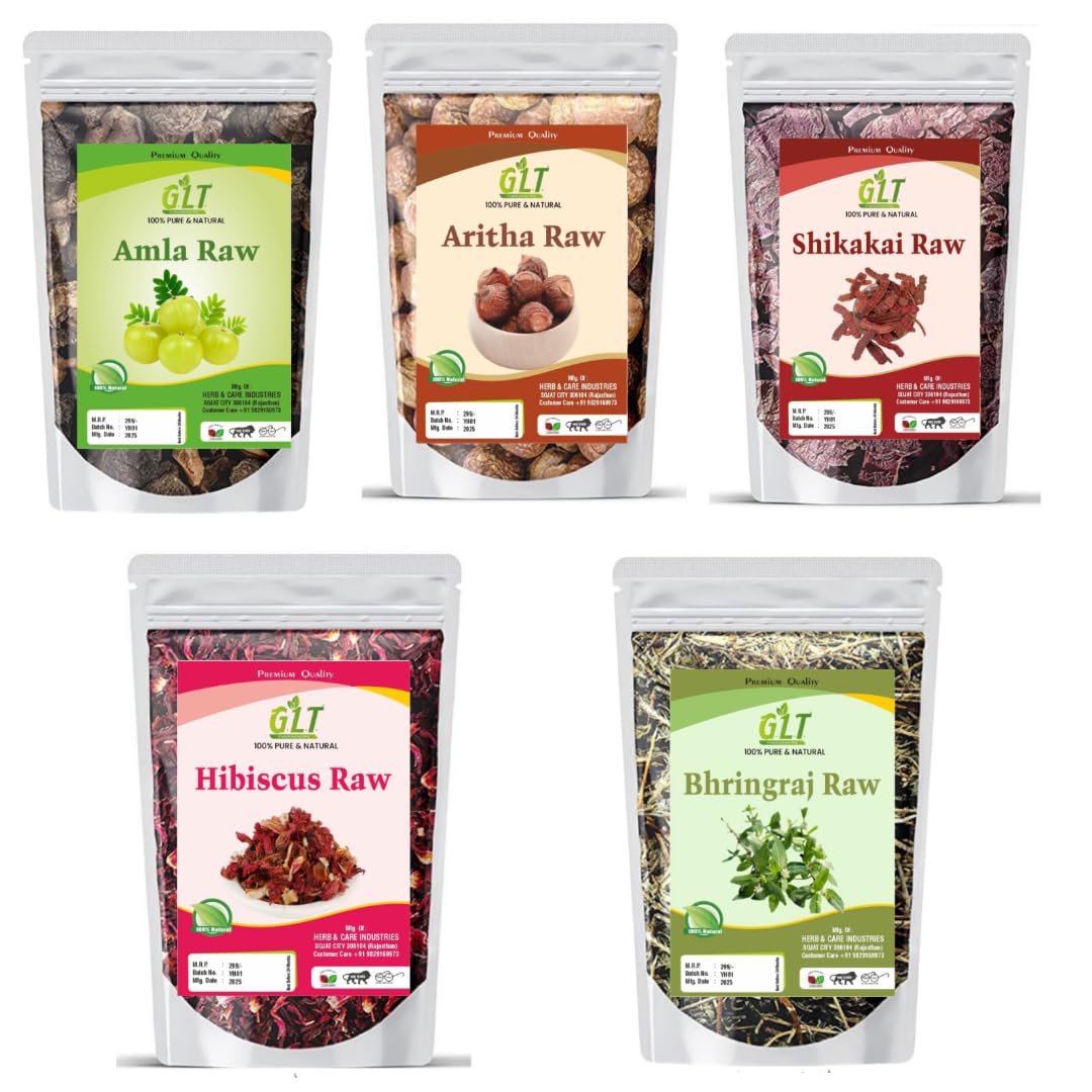 G.L.T. Dry Raw Amla Reetha Shikakai Hibiscus Flower bhringra Raw 100% Natural Whole Dried Aritha Nuts Amla awla Hair & Skin 100X5 (500gm)-image-43
