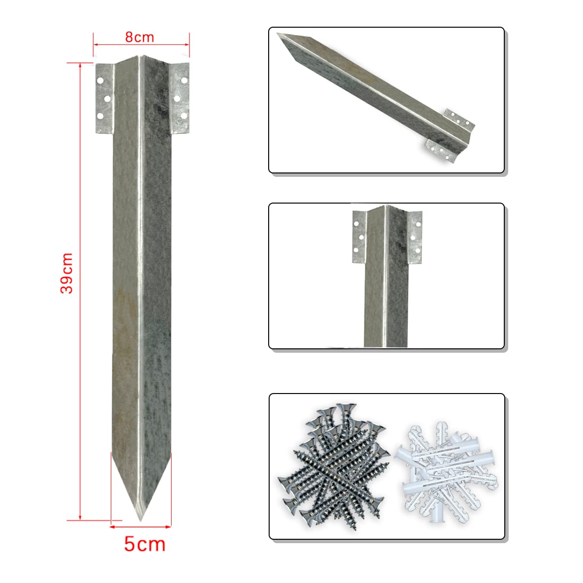 10 Supports De Traverse Ferroviaire – Piquets 41,5 Cm En Acier Galvanisé, Vis Incluses, Pour Bordures Jardin
