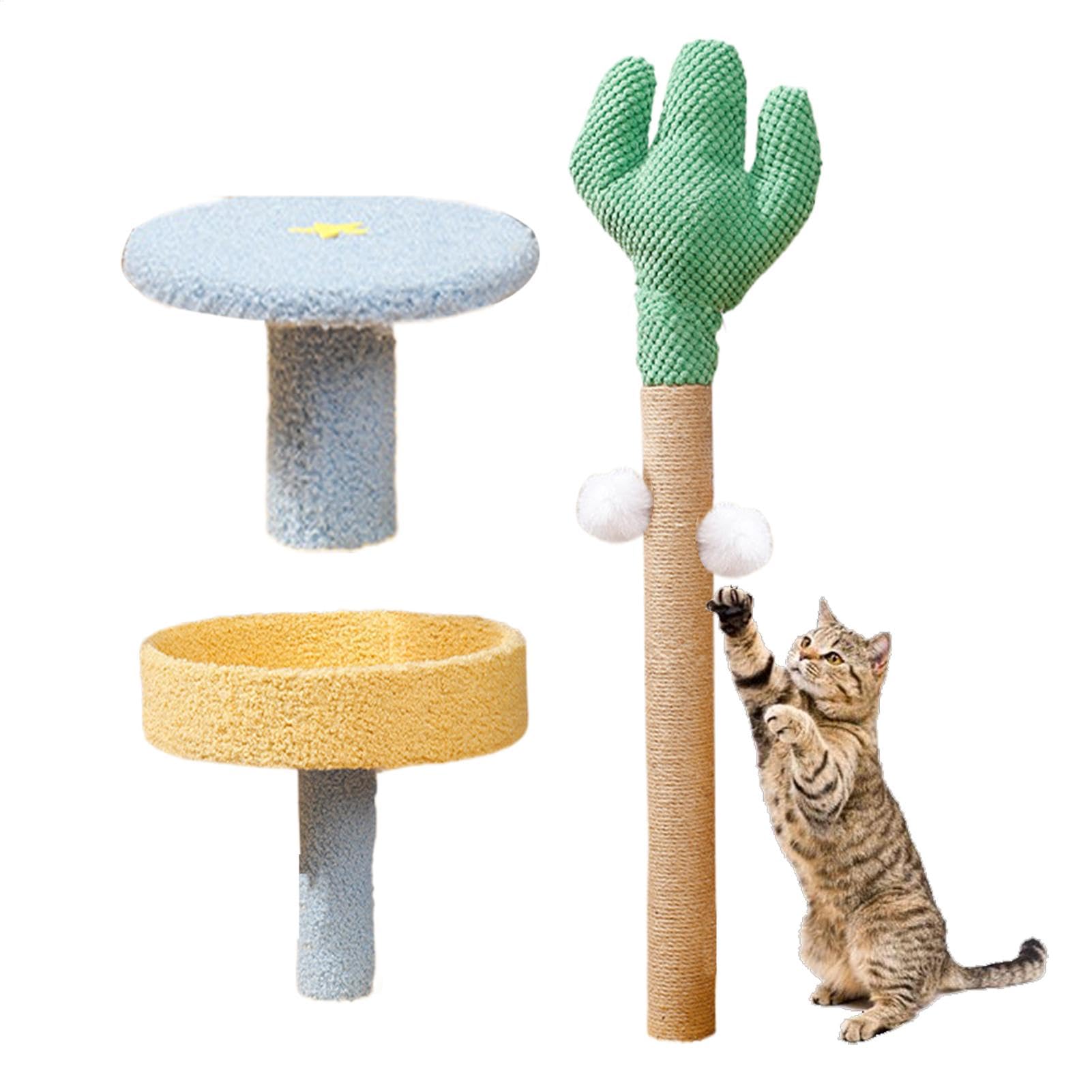 Arbre à chat avec poteaux zones à griffer et cadre d'escalade interactif