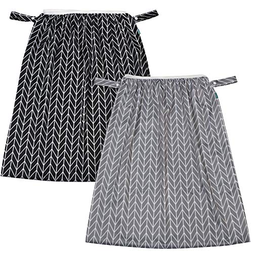 Image of Teamoy Reusable Pail Liner for Cloth Diaper/Dirty Diapers Wet Bag (Pack of 2), Gray Arrow+Black Arrow