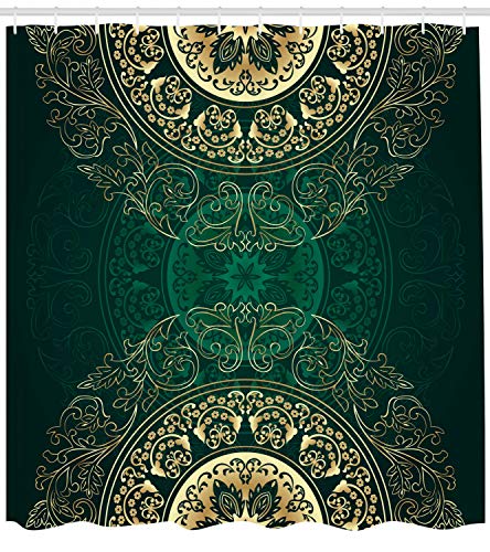 Lunarable Retro Mandala Hunter Green Shower Curtain #TOP24