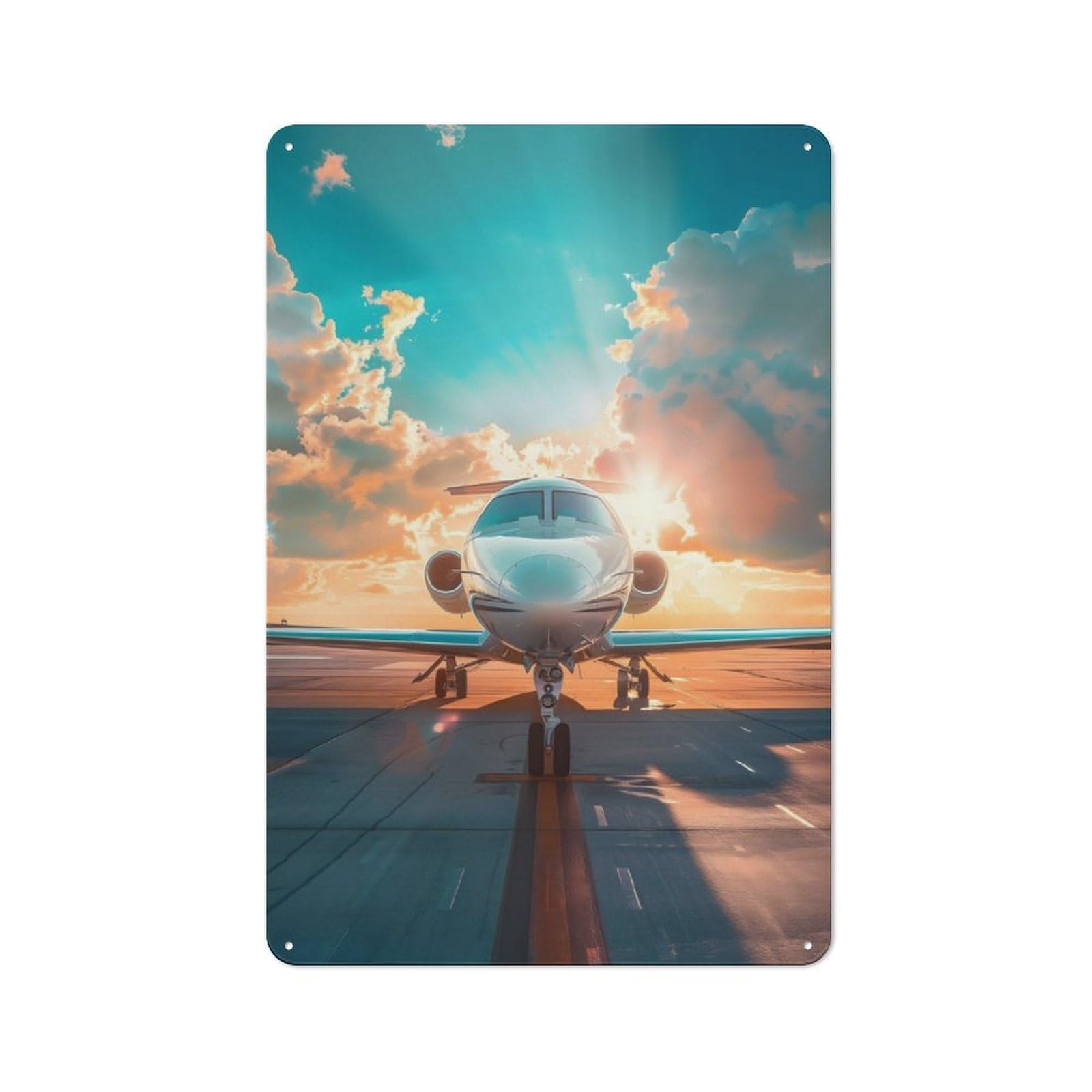 Junmoney Luxurious Private Jet Rustic Metal Plaque 30X20cm For Lounge Or Reading Corner, For Home Office, Studio And Craft Room Walls